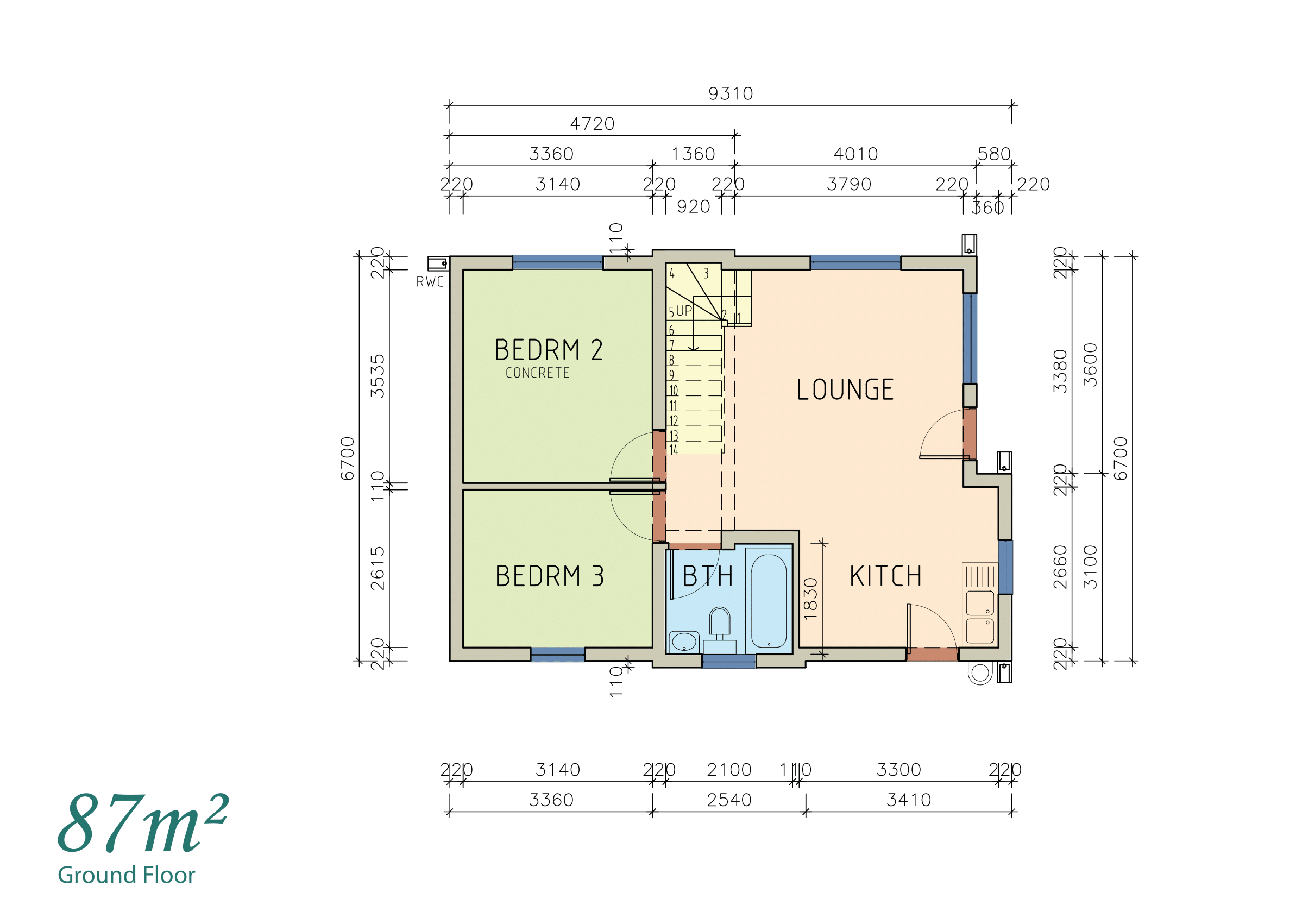 3Bed 87m Floor plan Grnd-1